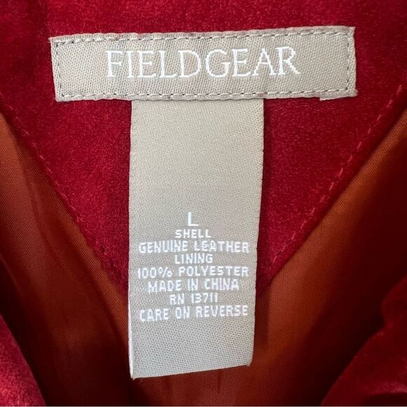VTG Fieldgear Suede Leather Button Brick Red Western Boho Blazer Jacket Size L - Picture 7 of 10